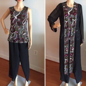 Phenomenal Sequins/Beads 3 Piece Pants set!